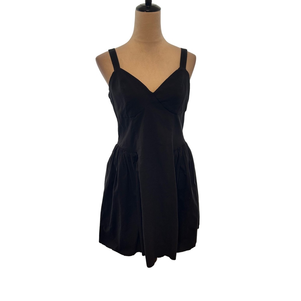 Future Collective Reese Blutstein Black Bubble Mini Dress V-Neck Size 12